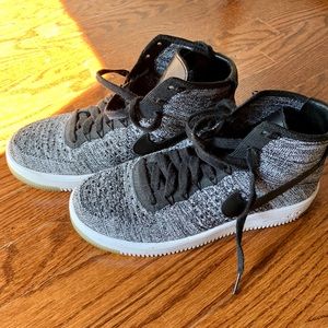 Nike Air Force high-tops; knit fabric
